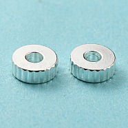 201 Stainless Steel Corrugated Beads, Flat Round, Silver, 5x2mm, Hole: 2.2mm(STAS-A057-02A-S)