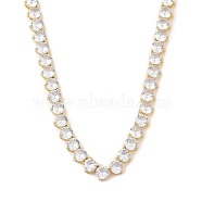 Rack Plating Brass Clear Cubic Zirconia Cup Chain Necklaces, Lead Free & Cadmium Free, Long-Lasting Plated, Real 18K Gold Plated, 15.24 inch(38.7cm)(NJEW-Q348-02G)