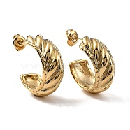 Ion Plating(IP) 304 Stainless Steel Stud Earrings for Women, C-Shaped, Real 14K Gold Plated, 25x10.5mm, Pin: 0.7mm(EJEW-G346-03G)