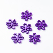 Opaque Acrylic Beads, Flower, Dark Violet, 31x28x4.5mm, Hole: 1.5mm, about 239pcs/500g(SACR-R783-02)