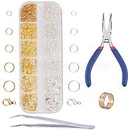 Jump Ring Jewelry Making Tools Sets, Jewelry Plier, Beading Tweezer, Lobster Claw Clasps and Ring Assistant Tool, Mixed Color, 13x5x1.5cm(DIY-PH0019-43)
