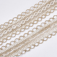 Burlap Lace Ribbon, Hessian Ribbon, Jute Ribbon, for Jewelry Making, Tan, 1-5/8 inch(42mm), about 100yards/bundle(91.44m/bundle)(OCOR-S123-01)