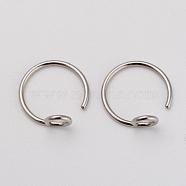 316L Surgical Stainless Steel Earring Hooks, with Vertical Loop, Stainless Steel Color, 10x10x4mm, 21 Gauge, Pin: 0.7mm(STAS-G229-04P)