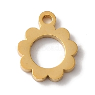 PVD Vacuum Plating 304 Stainless Steel Charms, Laser Cut, Flower Charms, Golden, 9.5x8x1mm, Hole: 1.2mm(STAS-L081-031G)