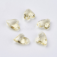 Transparent Acrylic Charms, Faceted, Heart, Champagne Yellow, 11x9x4mm, Hole: 0.5mm(X-MACR-G055-11mm-33X)