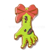 Halloween Theme Acrylic Pendants, Hand with Bowknot, 48.5x23x2.2mm, Hole: 2mm(OACR-Q098-02C)