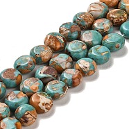 Synthetic Regalite/Imperial Jasper/Sea Sediment Jasper Beads Strands, Dyed, Flat Round, Chocolate, 10~10.5x5mm, Hole: 1.2mm, about 40pcs/strand, 15.55~15.94 inch(39.5~40.5cm)(G-F765-M02-01)
