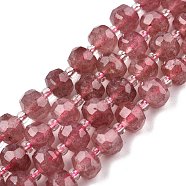 Natural Strawberry Quartz Beads Strands, with Seed Beads, Faceted, Rondelle, 8x6mm, Hole: 1mm, about 20~22pcs/strand, 7.09 inch(18cm)(G-N327-08O)
