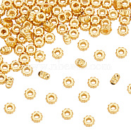 Brass Beads, Nickel Free, Rondelle, Twist, Real 18K Gold Plated, 4x2mm, Hole: 1.6mm, 100pcs/box(KK-GO0001-11)