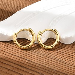 Brass Huggie Hoop Earrings, Ring, Real 18K Gold Plated, 12 Gauge(2mm), 13.5x13x2mm, Pin: 1mm(X-KK-D063-04G)