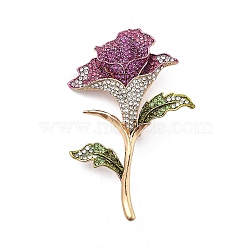 Flower Alloy Colorful Rhinestone Brooches, Golden, 75x49.5mm(JEWB-C037-35G)