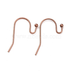 Brass Hook Ear Wire, Lead Free & Cadmium Free & Nickel Free, Red Copper, about 11mm wide, 22mm long, 0.75mm thick(X-J0JQN-NFR)