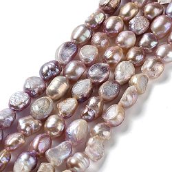 Natural Cultured Freshwater Pearl Beads Strands, Two Side Polished, Grade 2A+, Lilac, 9~11x8~9x6~8mm, Hole: 0.6mm, about 36~37pcs/strand, 13.98''(35.5~36cm)(PEAR-Z002-31)