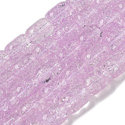 Transparent Crackle Glass Beads Strands, Column, Plum, 11x8mm, Hole: 1.2mm, about 36pcs/strand, 15.35''(39cm)(GLAA-NH0001-04H)