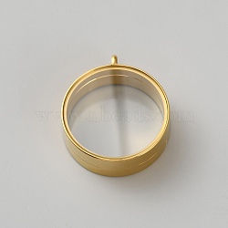 304 Stainless Steel Locket Pendants, with Glass, DIY Accessories for Jewelry Pendant Making, Flat Round Charm, Golden, 41x34x12mm, Hole: 5.5mm, Inner Diameter: 30mm(STAS-WH0033-77A-G)