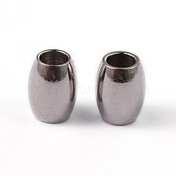 Tarnish Resistant Barrel 304 Stainless Steel Spacer Beads, Stainless Steel Color, 5x4mm, Hole: 2mm(STAS-L176-01P)