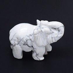 Howlite 3D Elephant Home Display Decorations, 30~45x20~28x25~35mm(G-A137-B01-03)