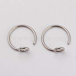 Tarnish Resistant 316L Surgical Stainless Steel Earring Hooks, with Vertical Loop, Stainless Steel Color, 10x10x4mm, 21 Gauge, Pin: 0.7mm(STAS-G229-04P)