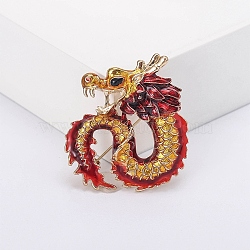 Alloy Brooches, Enamel Pin, Jewelry for Unisex, Antique Golden, Dragon, Gold, 42x37mm(PW-WG93279-01)