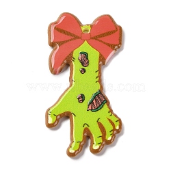 Halloween Theme Acrylic Pendants, Hand with Bowknot, 48.5x23x2.2mm, Hole: 2mm(OACR-Q098-02C)