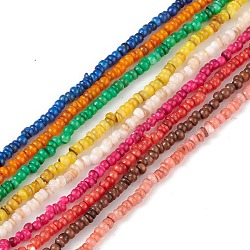 Natural Freshwater Shell Beads Strands, Dyed, Heishi Beads, Flat Round/Disc, Mixed Color, 3x1~2mm, Hole: 0.9mm, about 226pcs/strand, 14.96''(38cm)(SHEL-M018-06)