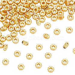 Brass Beads, Nickel Free, Rondelle, Twist, Real 18K Gold Plated, 4x2mm, Hole: 1.6mm, 100pcs/box(KK-GO0001-11)