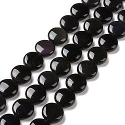 Natural Obsidian Beads Strands, Flat Round, 12x5mm, Hole: 0.8mm, about 34pcs/strand, 15.94 icnh(40.5cm)(G-C238-21B)