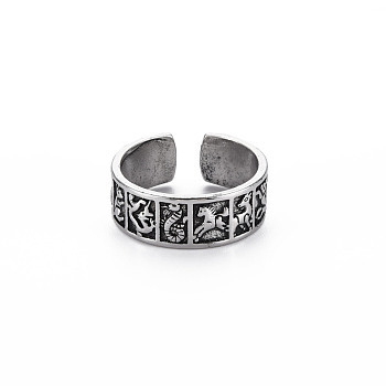 Men's Alloy Cuff Finger Rings, Open Rings, Cadmium Free & Lead Free, Antique Silver, US Size 8 3/4(18.7mm)