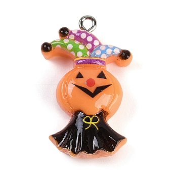 Halloween Theme Resin Pendants, with Platinum Iron Findings, Clown, 32x20x8mm, Hole: 2mm