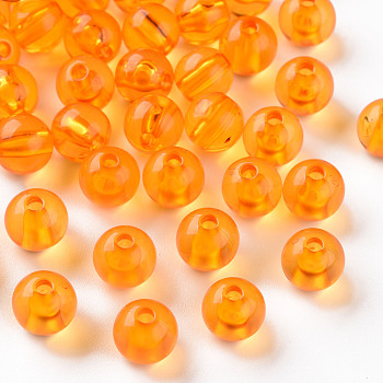 Transparent Acrylic Beads, Round, Orange, 8x7mm, Hole: 2mm, about 1745pcs/500g