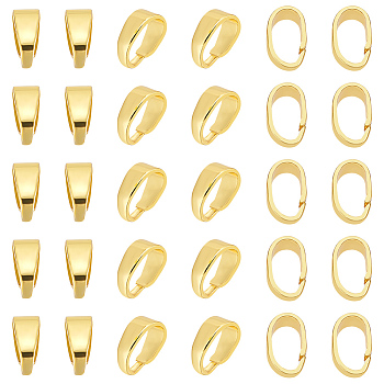 Brass Snap on Pendant Bails, Real 18K Gold Plated, 6x2.5x4mm, 30pcs