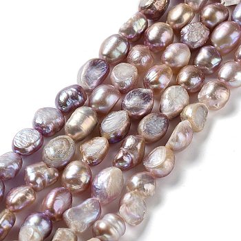 Natural Cultured Freshwater Pearl Beads Strands, Two Side Polished, Grade 2A+, Lilac, 9~11x8~9x6~8mm, Hole: 0.6mm, about 36~37pcs/strand, 13.98''(35.5~36cm)