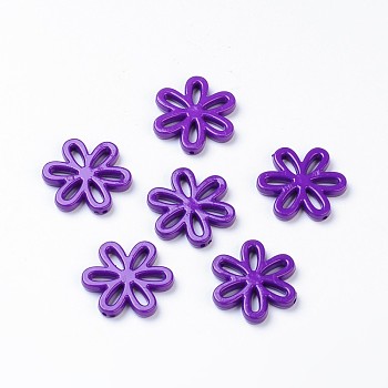 Opaque Acrylic Beads, Flower, Dark Violet, 31x28x4.5mm, Hole: 1.5mm, about 239pcs/500g