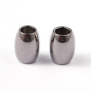 Barrel 304 Stainless Steel Spacer Beads, Stainless Steel Color, 5x4mm, Hole: 2mm