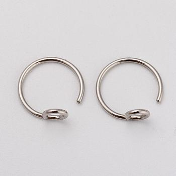 316L Surgical Stainless Steel Earring Hooks, with Vertical Loop, Stainless Steel Color, 10x10x4mm, 21 Gauge, Pin: 0.7mm