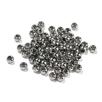 Glass Seed Beads, AB Color, Rondelle, Dark Gray, 4x3mm, Hole: 1.2mm 368pc/bag.