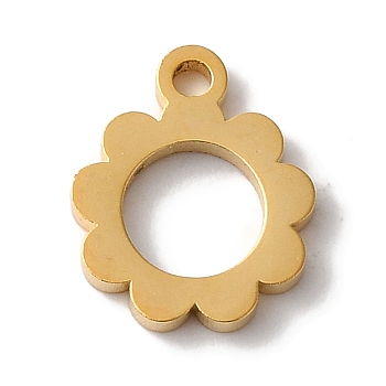 PVD Vacuum Plating 304 Stainless Steel Charms, Laser Cut, Flower Charms, Golden, 9.5x8x1mm, Hole: 1.2mm