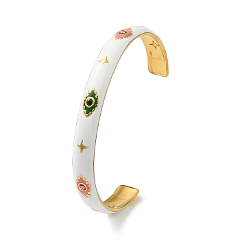 Adjustable 304 Stainlee Steel Enamel Open Cuff Bangles, Colorful Rhinestone Bangles for Women, Real 18K Gold Plated, Inner Diameter: 2-5/8 x 2-1/8 inch(6.75x5.3cm)