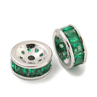 Green Flat Round Cubic Zirconia Beads