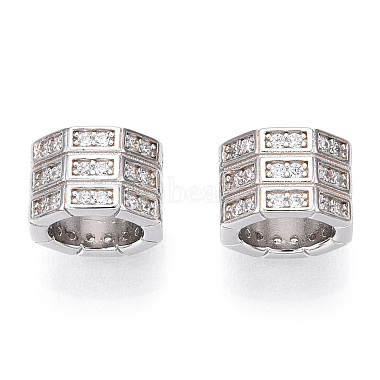 Rhodium Plated 925 Sterling Silver Micro Pave Cubic Zirconia Beads(STER-T004-95P)-2