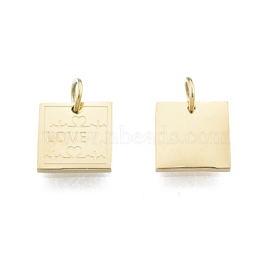Real 14K Gold Plated Square 304 Stainless Steel Charms