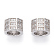 Rhodium Plated 925 Sterling Silver Micro Pave Cubic Zirconia Beads(STER-T004-95P)-2