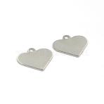Tarnish Resistant 304 Stainless Steel Charms, Heart, Tag Charms, Stainless Steel Color, 15.5x16x1mm, Hole: 2mm(STAS-D431-27)