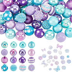 18 Style Mixed Style Acrylic Beads Jewelry Sets, Round, Mixed Color, 20mm(OACR-PH0004-02)