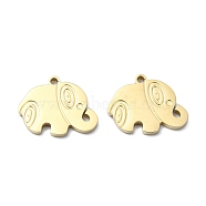 304 Stainless Steel Pendants, Elephant Charm, Real 14K Gold Plated, 12x15.5x1mm, Hole: 1.4mm(STAS-L022-356G)