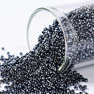 TOHO Round Seed Beads, Japanese Seed Beads, (81) Metallic Hematite, 15/0, 1.5mm, Hole: 0.7mm, about 3000pcs/bottle, 10g/bottle(SEED-JPTR15-0081)