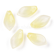 Baking Painted Transparent Glass Petal Beads, Gradient Color, Petaline, Champagne Yellow, 19.5x10.5x5mm, Hole: 1.2mm, about 980~1000pcs/set(DGLA-N004-02)