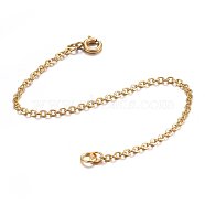 304 Stainless Steel Chain Extender, with Spring Clasp, Golden, 155mm long, Links: 2.5x2x0.5mm, Ring: 5x1mm, Clasp: 7.5x1.5mm(X-STAS-H471-01G-6)