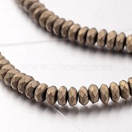 Electroplate Non-magnetic Synthetic Hematite Bead Strands, Frosted, Rondelle, Antique Bronze Plated, 4x2mm, Hole: 1mm, about 177pcs/strand, 15.7 inch(G-F300-48A-F06)