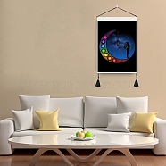 Chakra Cloth Wall Hanging Tapestry, Trippy Moon Meditation Tapestry, Vertical Tapestry, for Home Decoration, Rectangle, Moon Pattern, 653~665x345~349x1mm(HJEW-M003-01A)